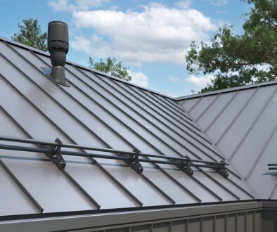 Close-up,House,Retro,Roof,Panel,With,Standing,Seam,And,Fasteners.