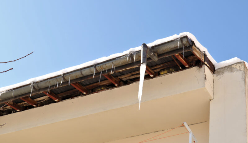 Frozen,Downspout.,Common,Issue,Your,Gutter,May,Encounter,During,Winter.
